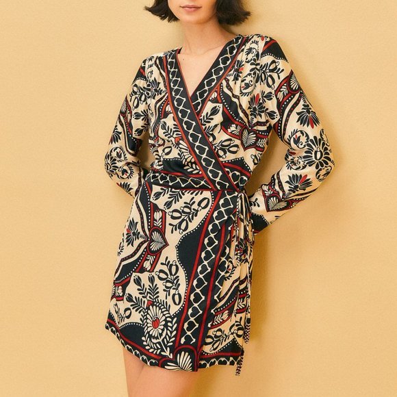FARM Rio Dresses & Skirts - Farm Rio Passion Scarf Wrap Mini Dress